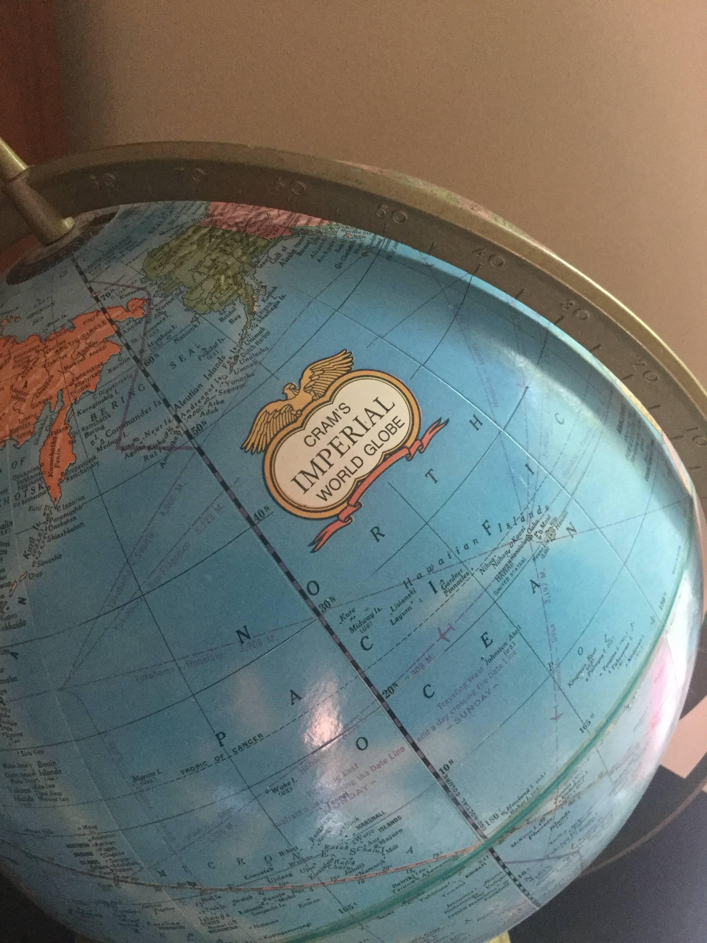 1960s Cram's Globe In Excellent Condition For Sale In New York, NY