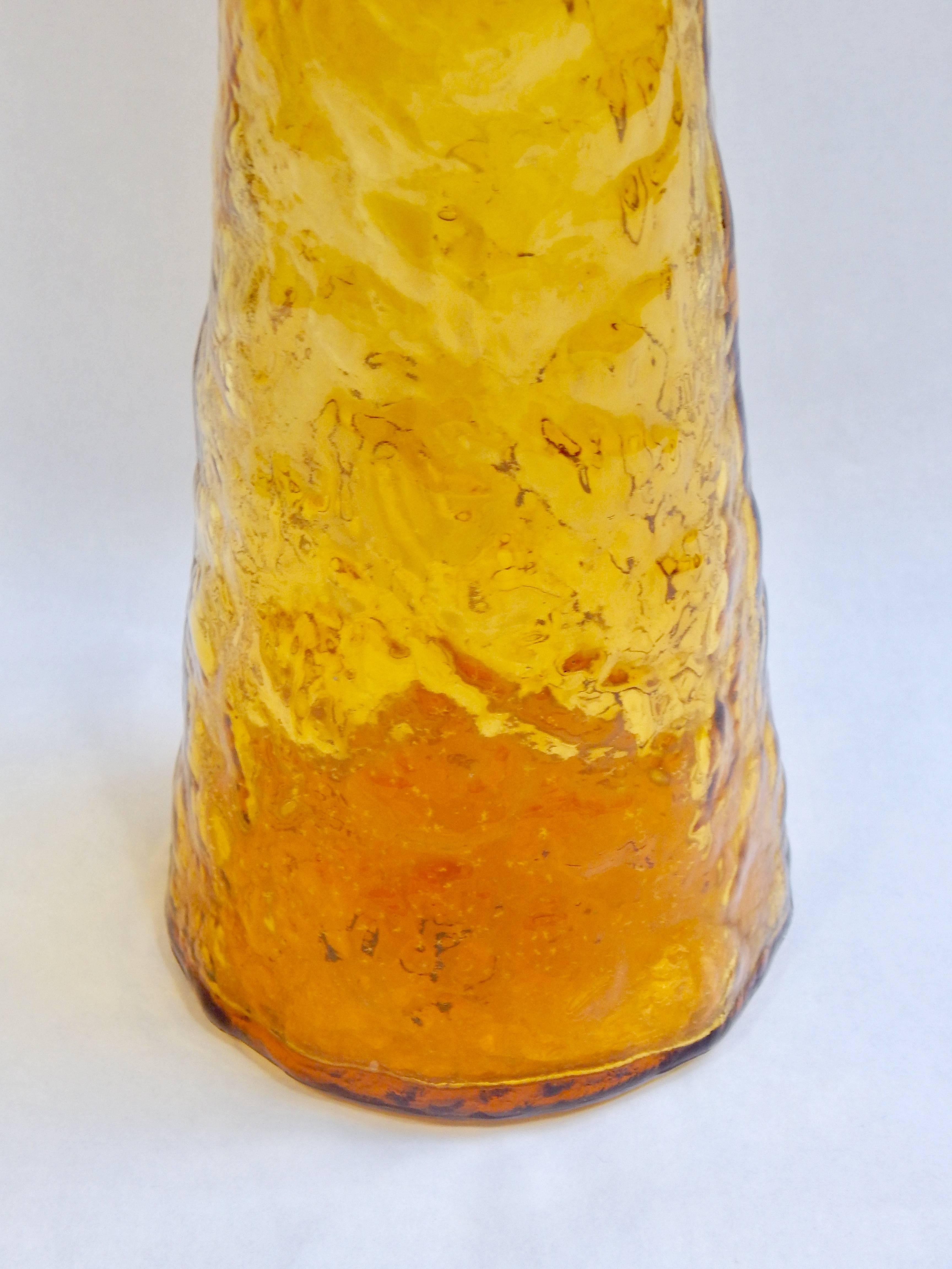 1960s Italian Tall glass bottle or decanter. Still retains original made in Italy marking sticker. Excellent condition.