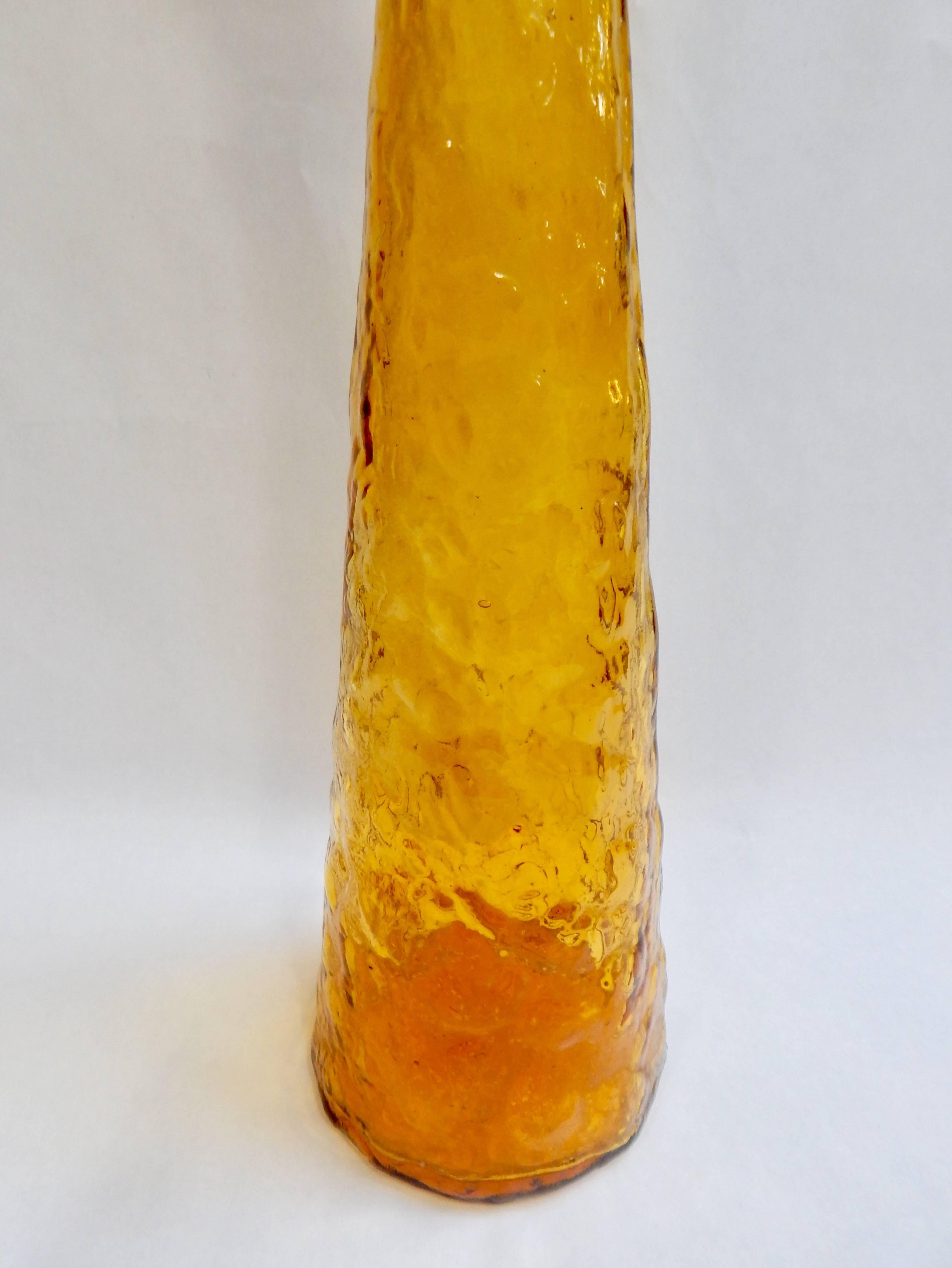Mid-Century Amber Glass Bottle Decanter, Italy 1