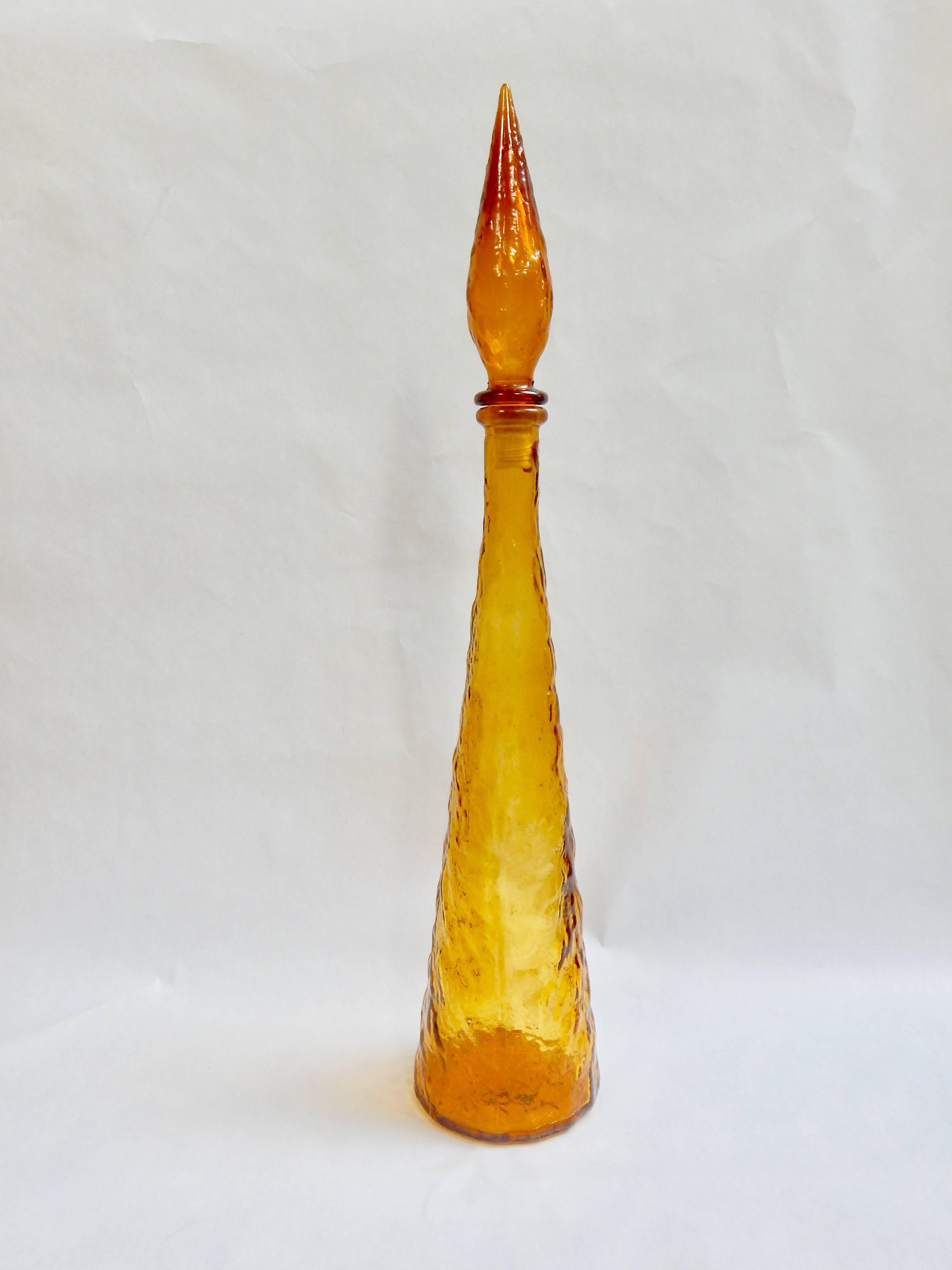 Mid-Century Amber Glass Bottle Decanter, Italy 2