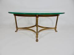 Mid-Century Weiman Brass and Glass Oval Coffee Table