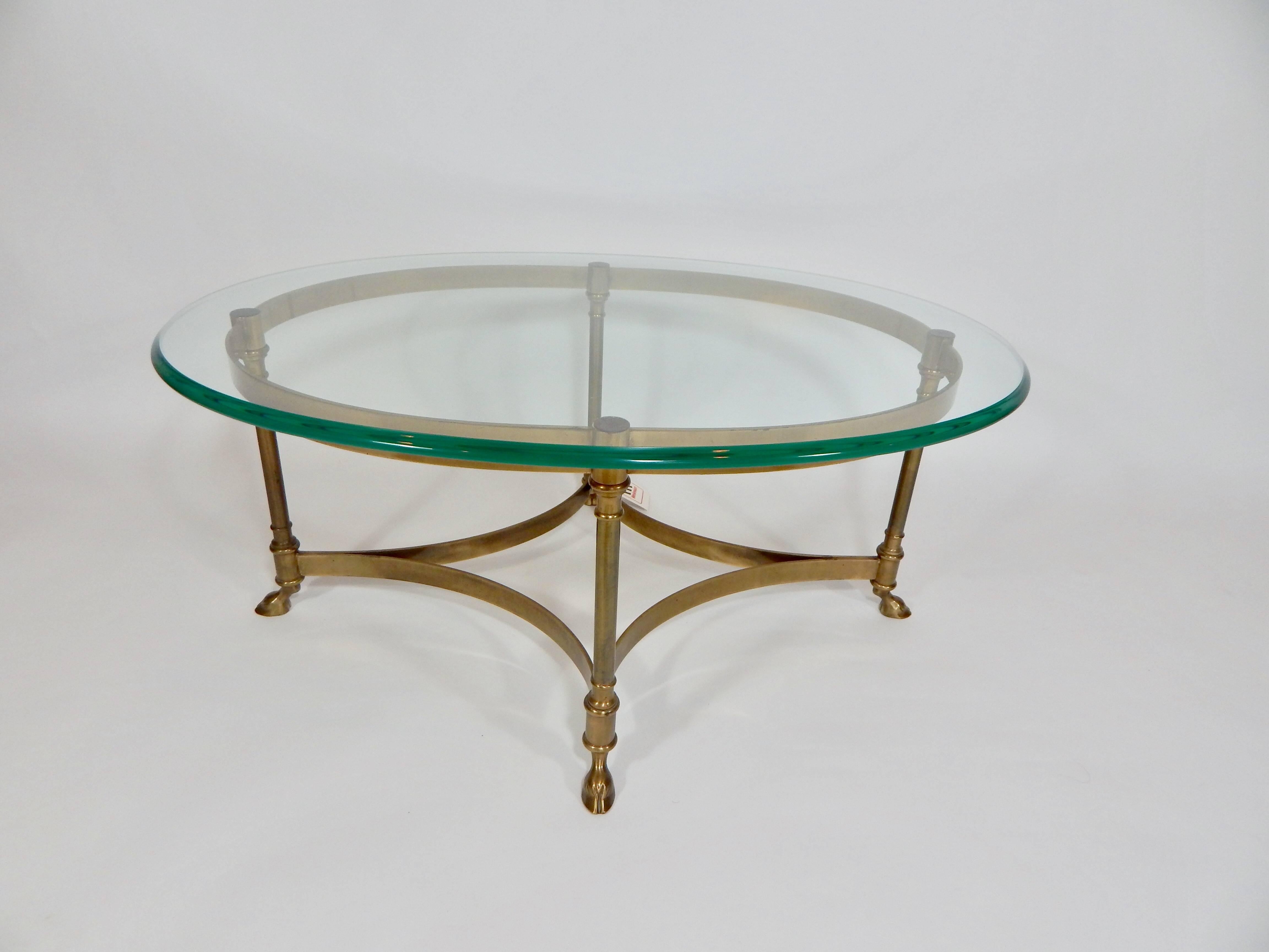 mid century brass and glass coffee table