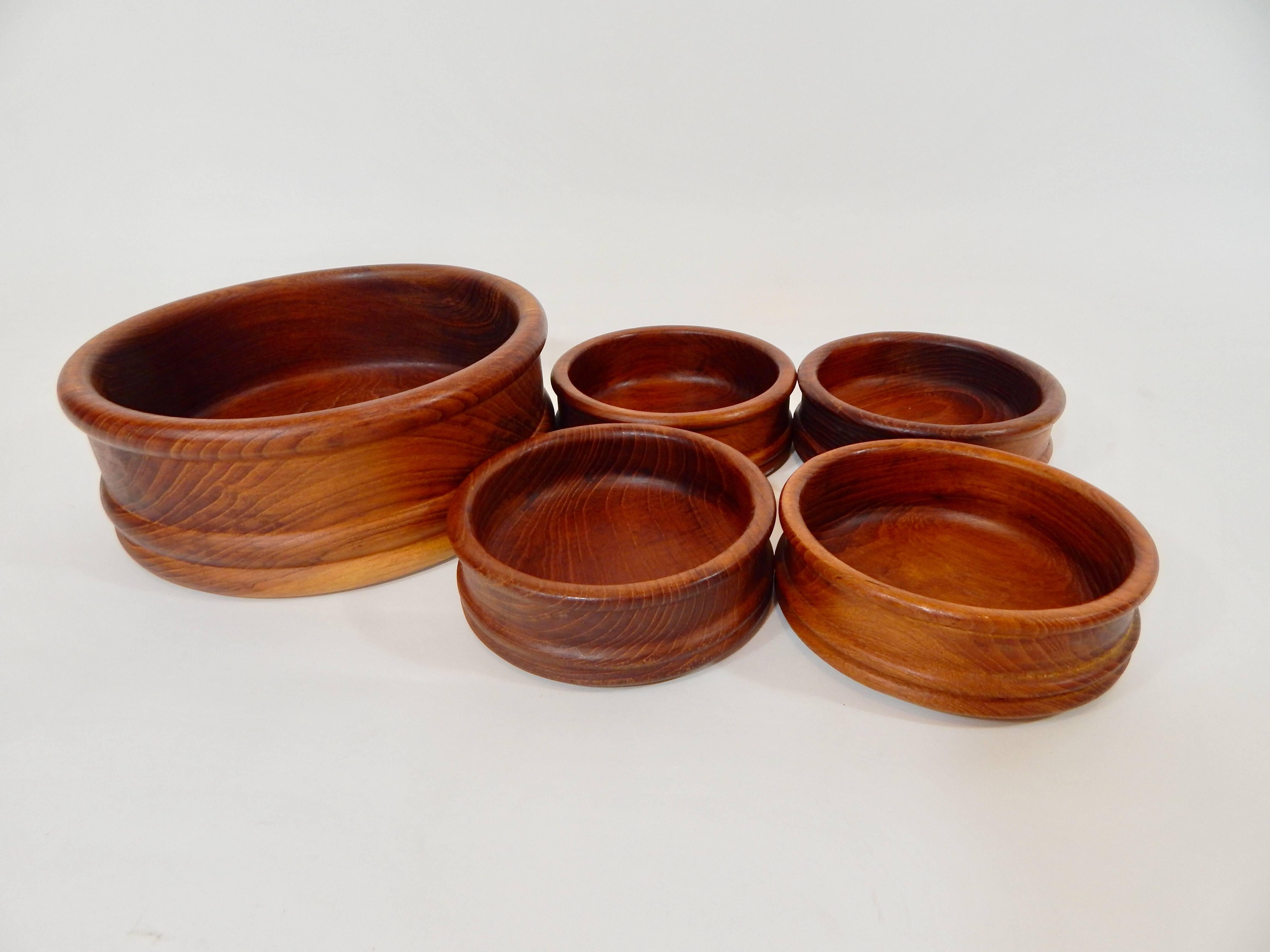 vintage teak salad bowl set