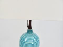Mid-Century Glazed Ceramic Turquoise Table Lamp