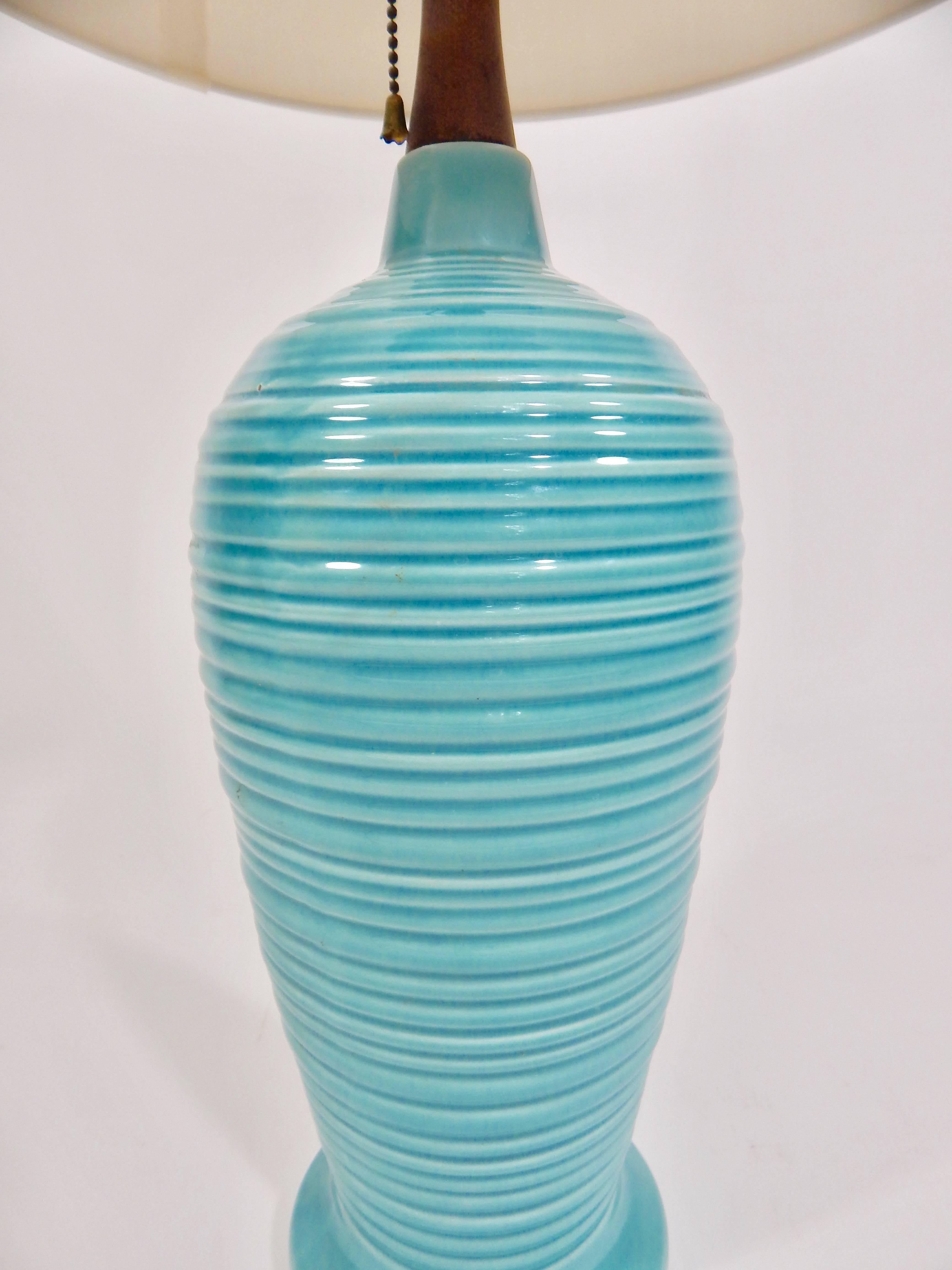mid century turquoise lamp