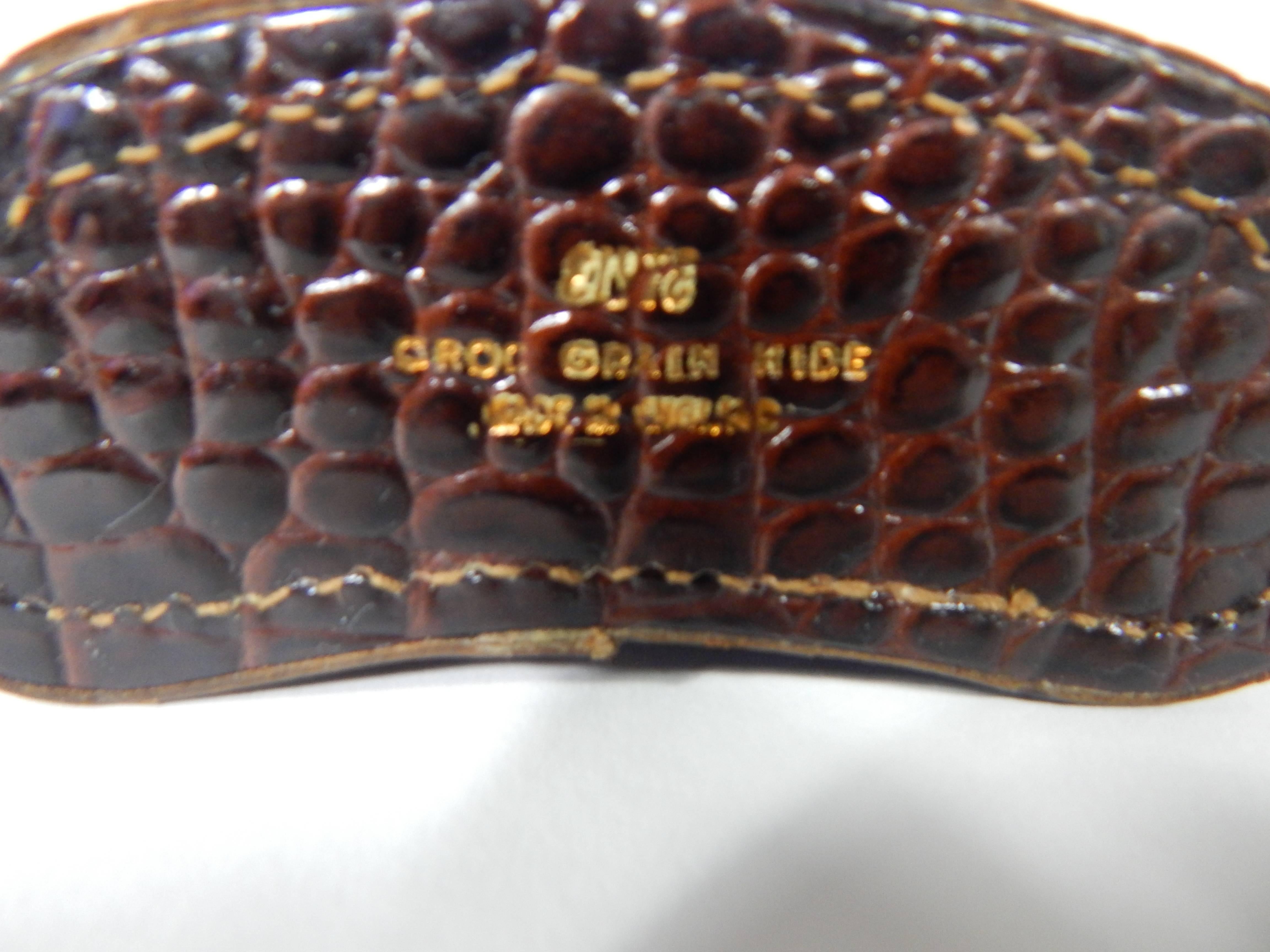 20th Century Vintage Elyte Chocolate Brown Croc Grain Hide Made in England