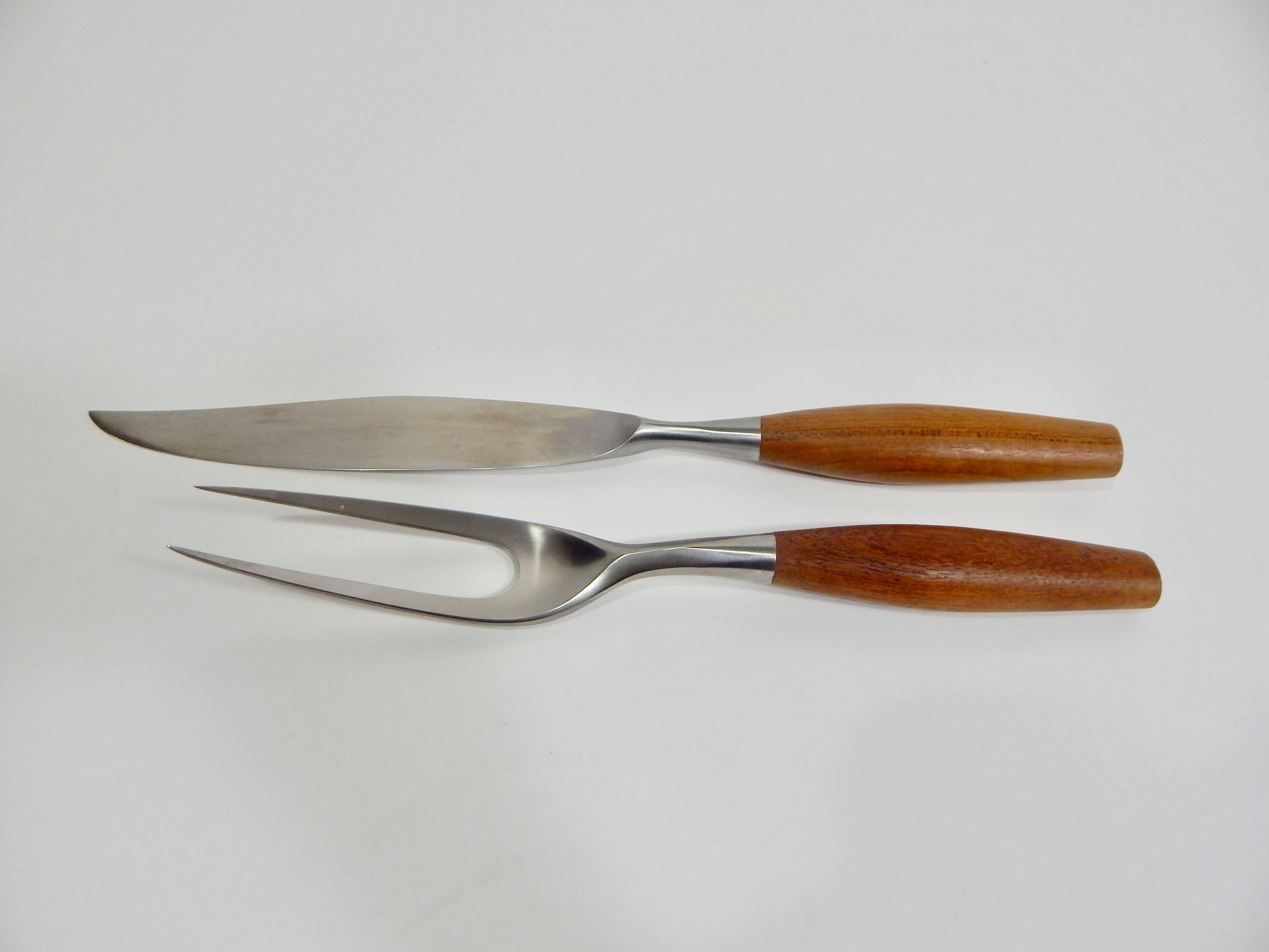 Jens Quistgaard Dansk Denmark Teak Carving Set Never Used with Box In Excellent Condition In New York, NY