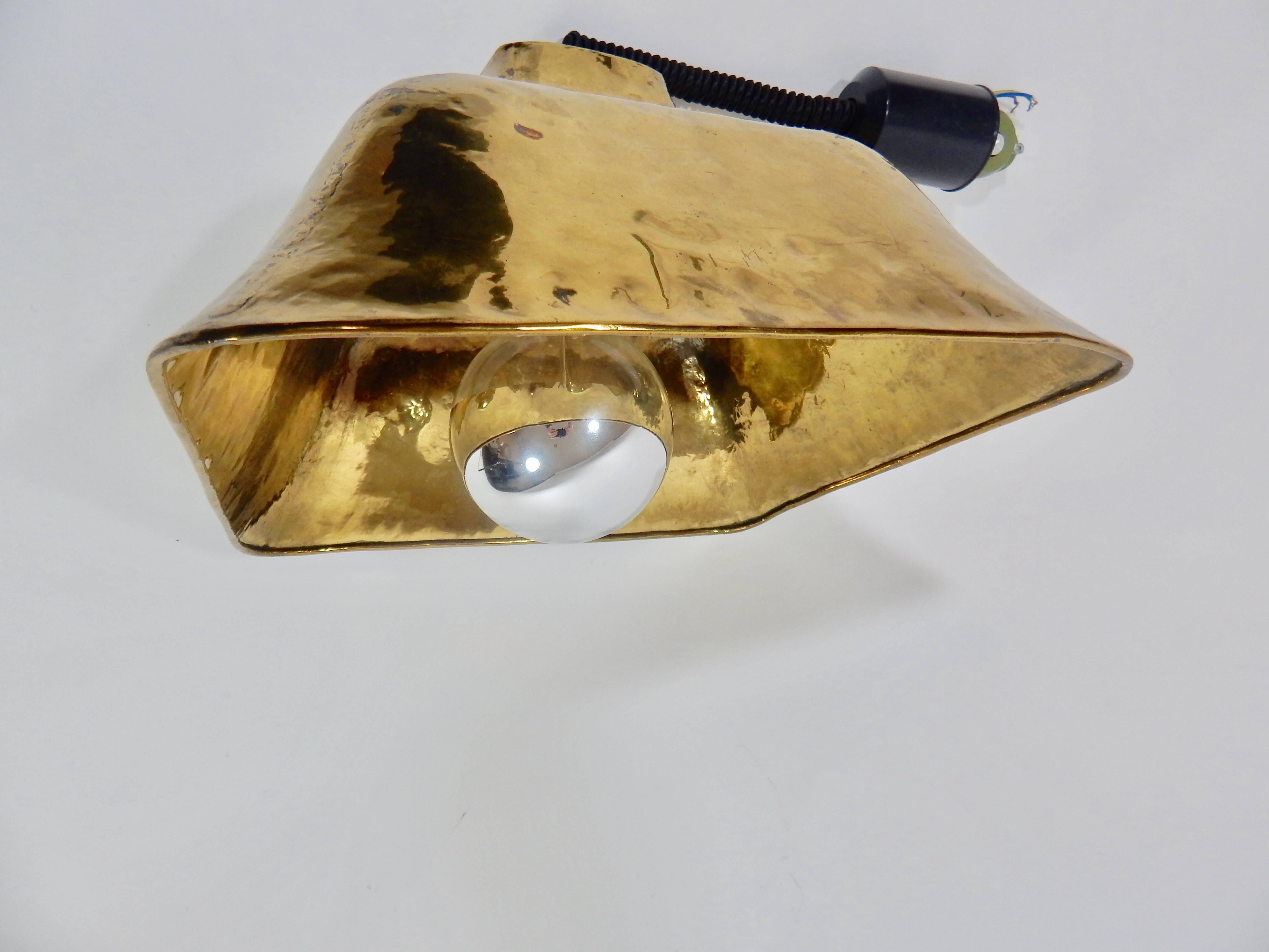 Brass Chrome Retractable Hanging Lamp, Italy, 1974 In Excellent Condition In New York, NY