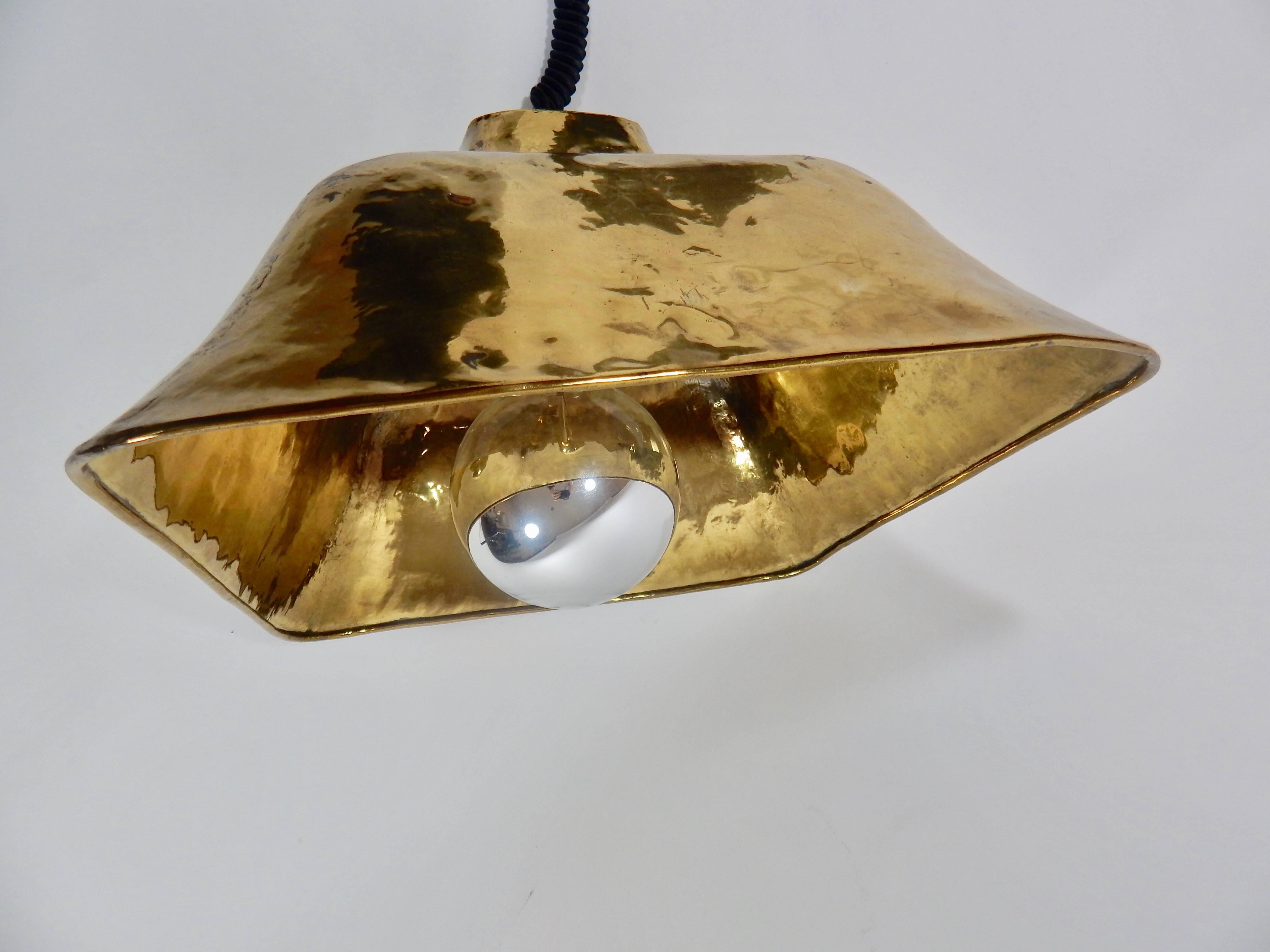 Late 20th Century Brass Chrome Retractable Hanging Lamp, Italy, 1974