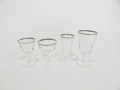67 Piece Set of French Silver Rimmed Glassware