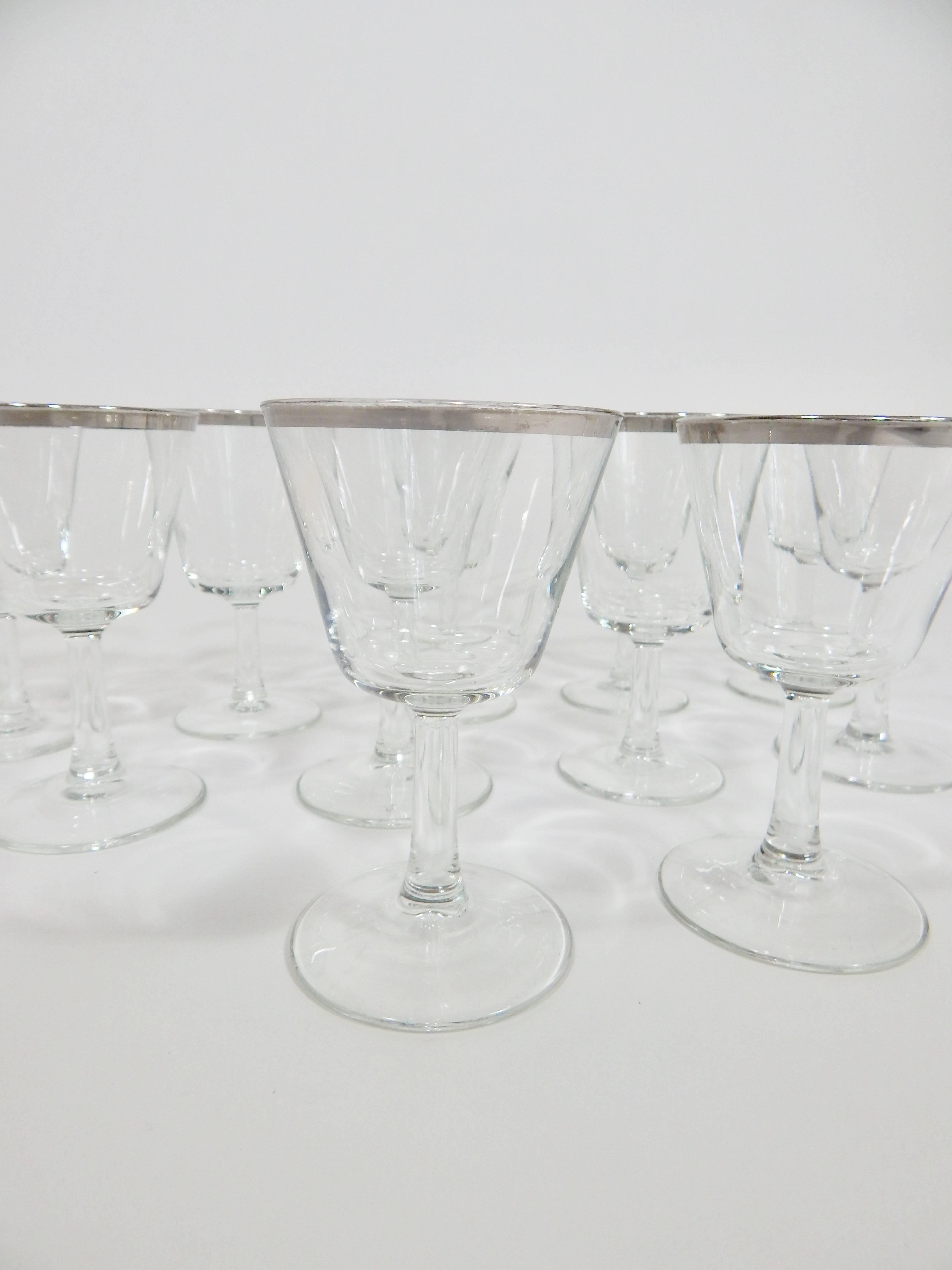 silver rimmed crystal glasses
