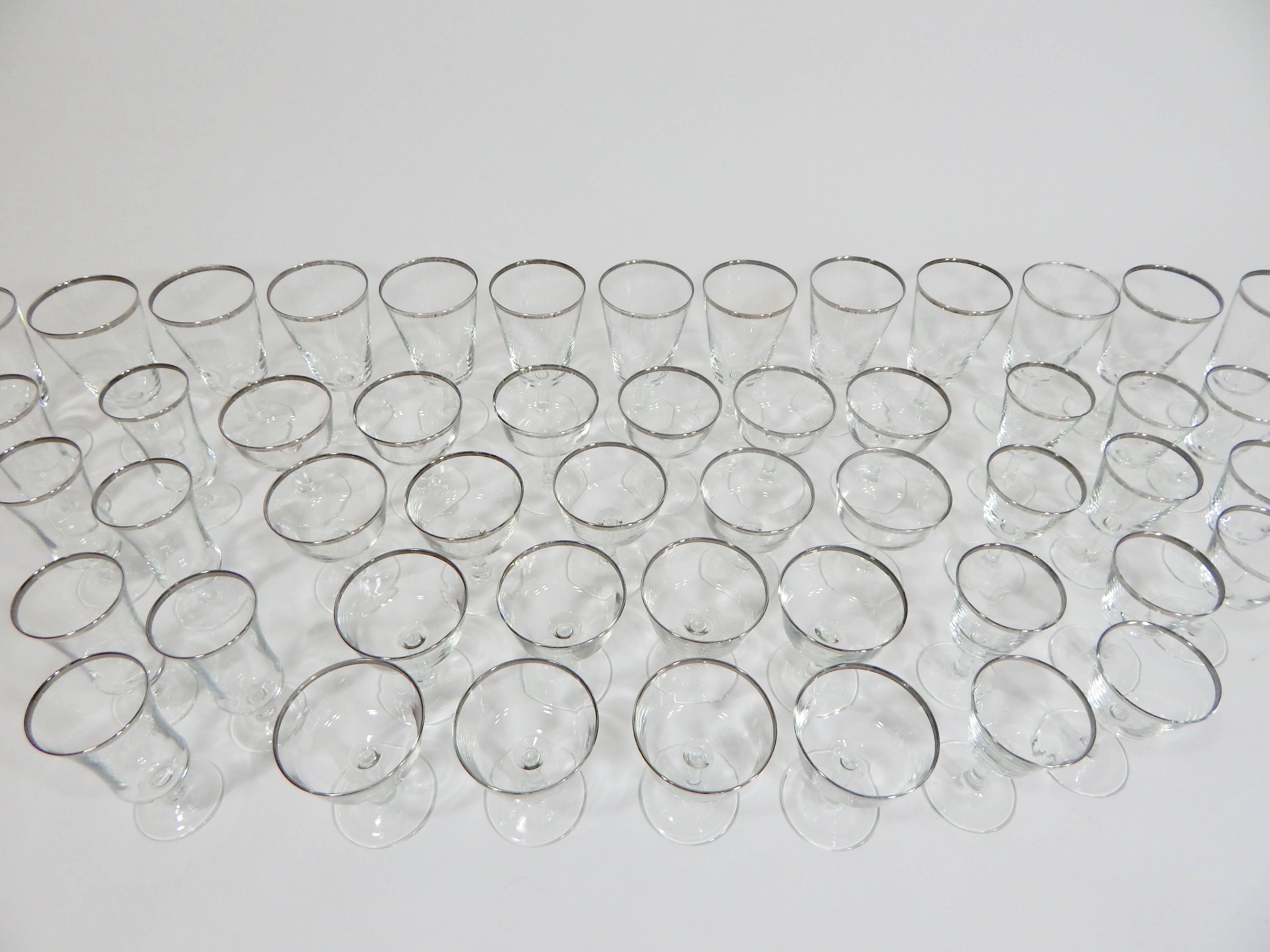 67 Piece Set of French Silver Rimmed Glassware 3