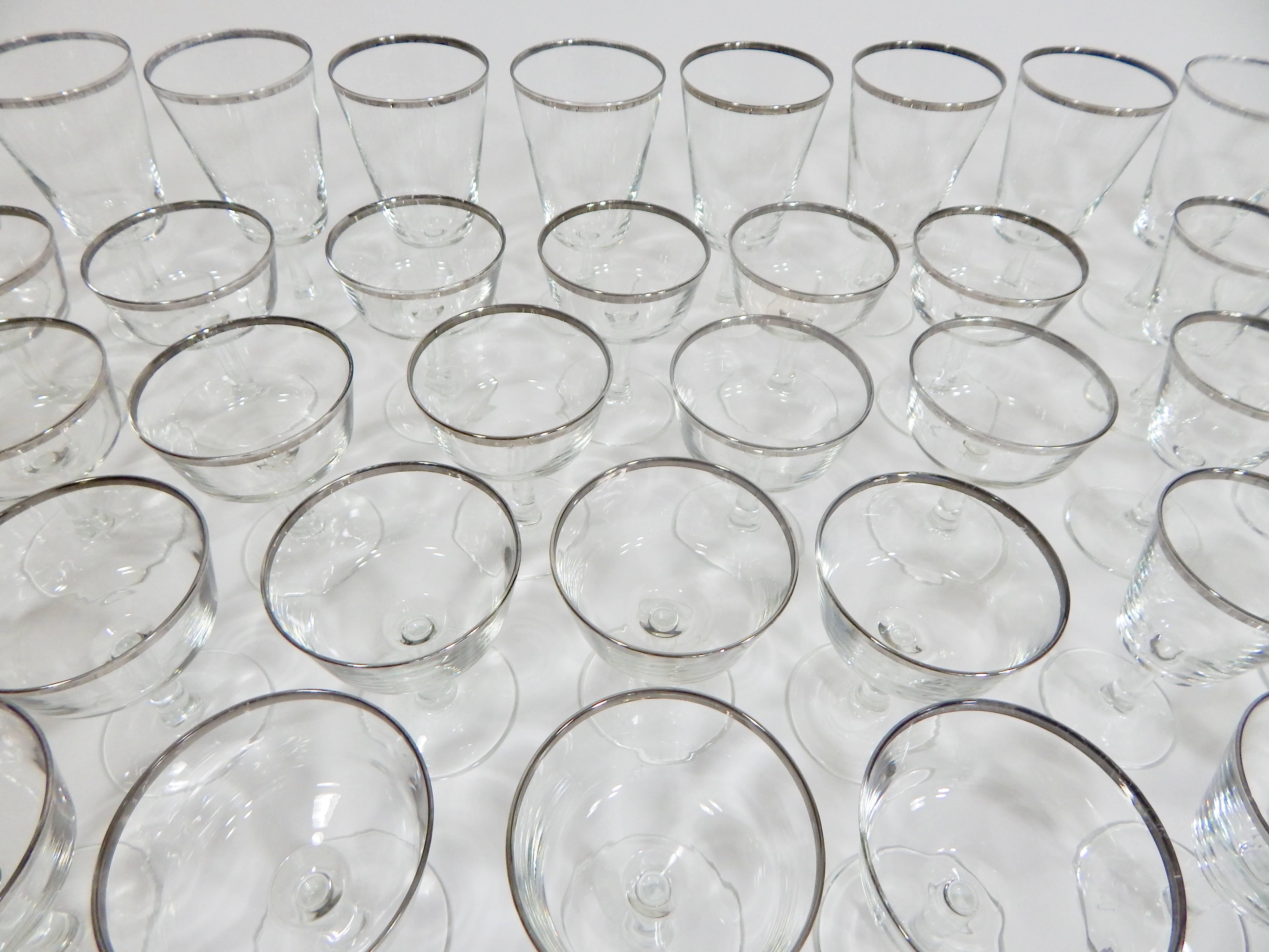 67 Piece Set of French Silver Rimmed Glassware 2
