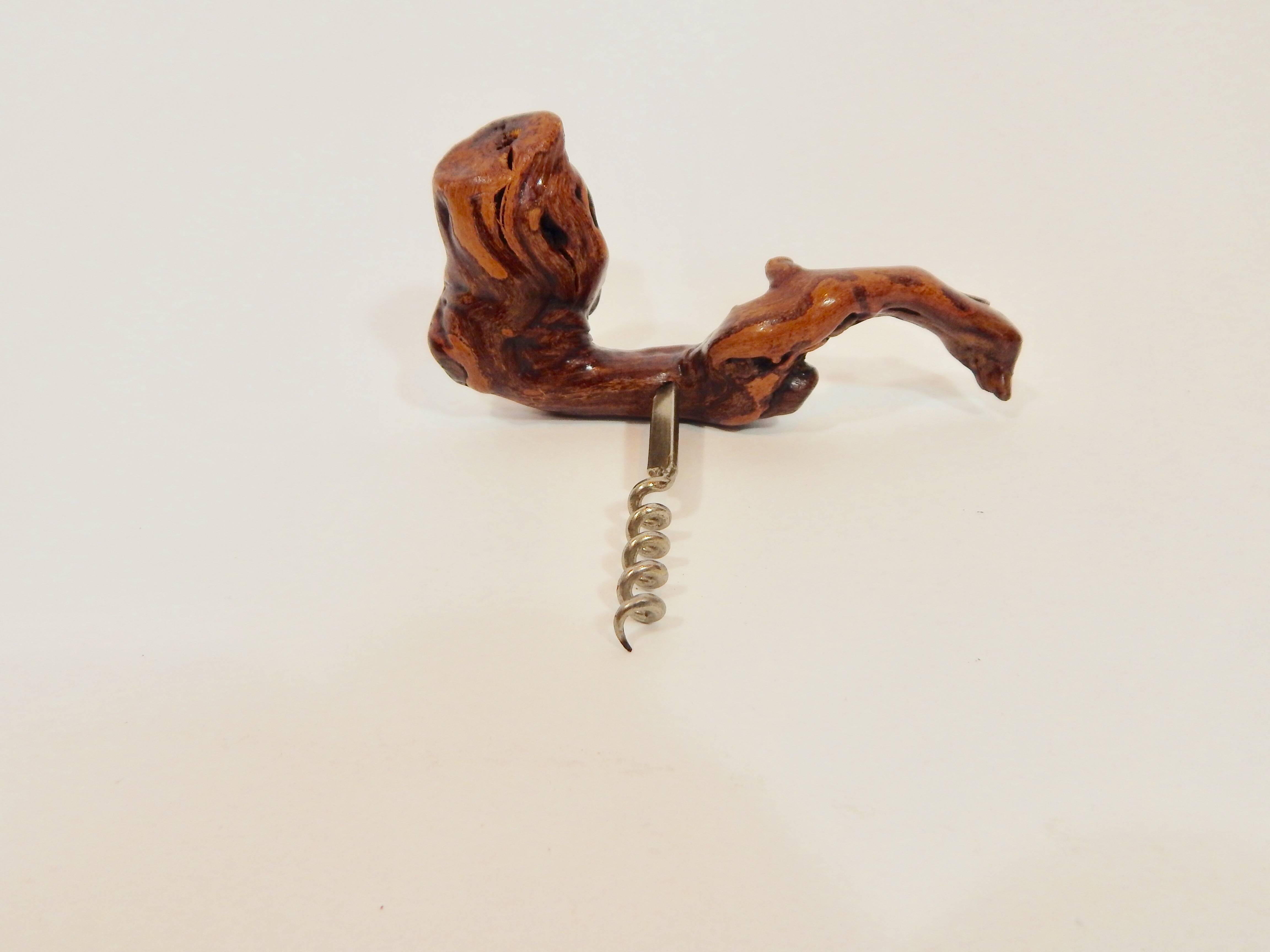 Vintage Burl Cork Screw In Excellent Condition For Sale In New York, NY
