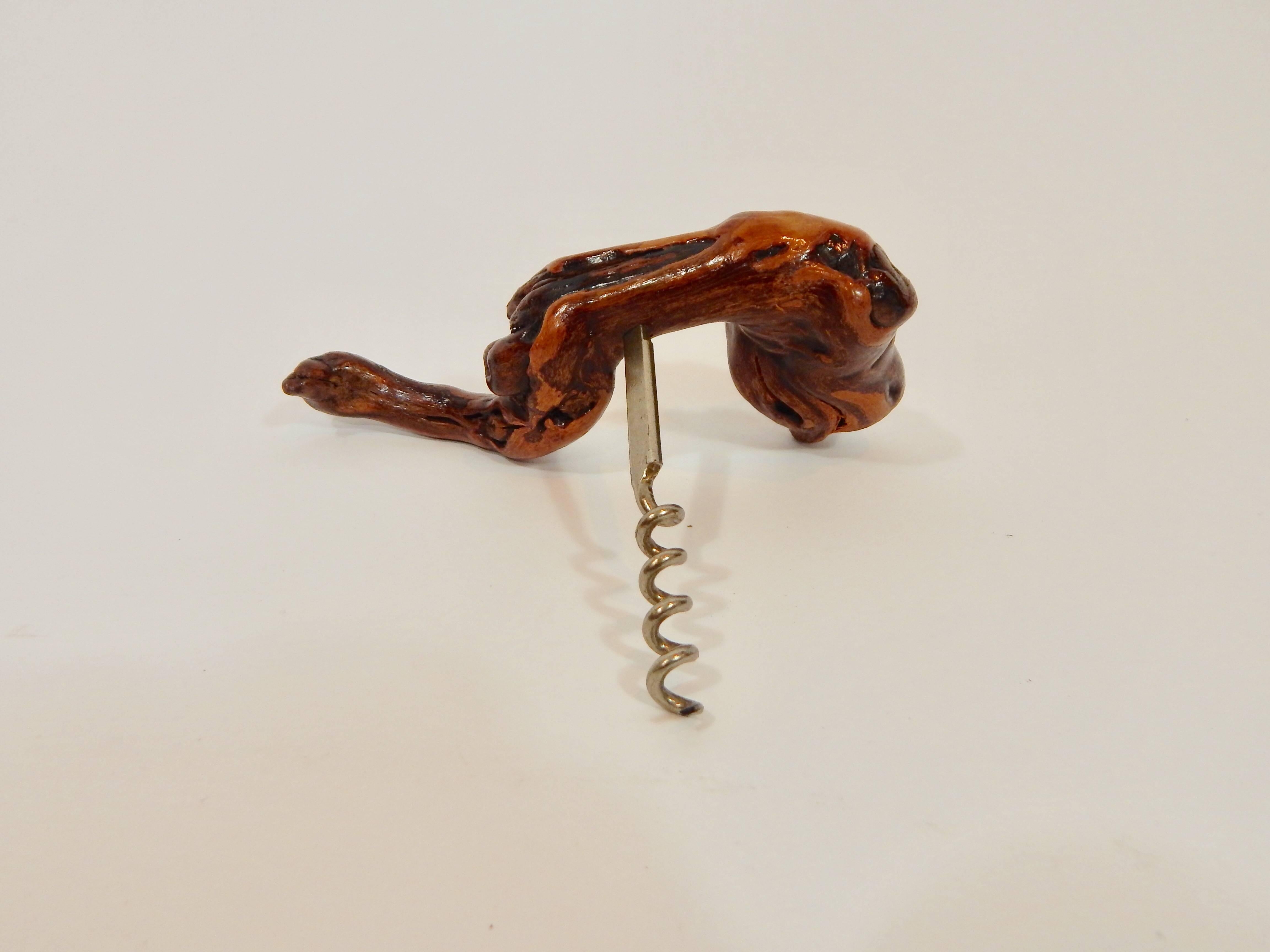 20th Century Vintage Burl Cork Screw For Sale