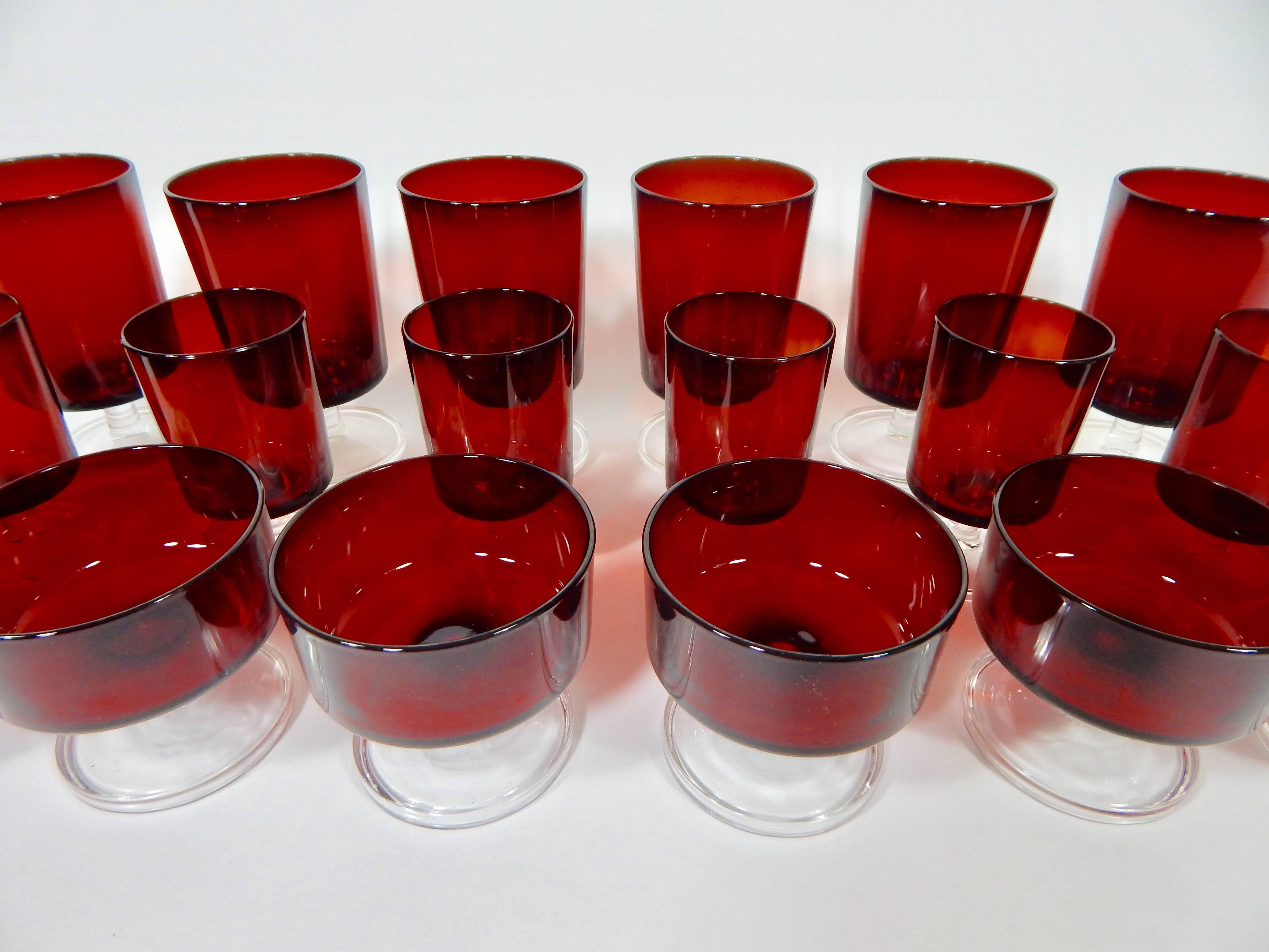 French Cranberry Red Cocktail Glasses Set 36 pieces 1