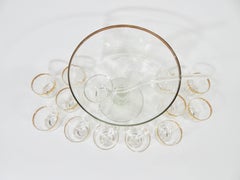 1960s Gold Rimmed Punch Bowl Set