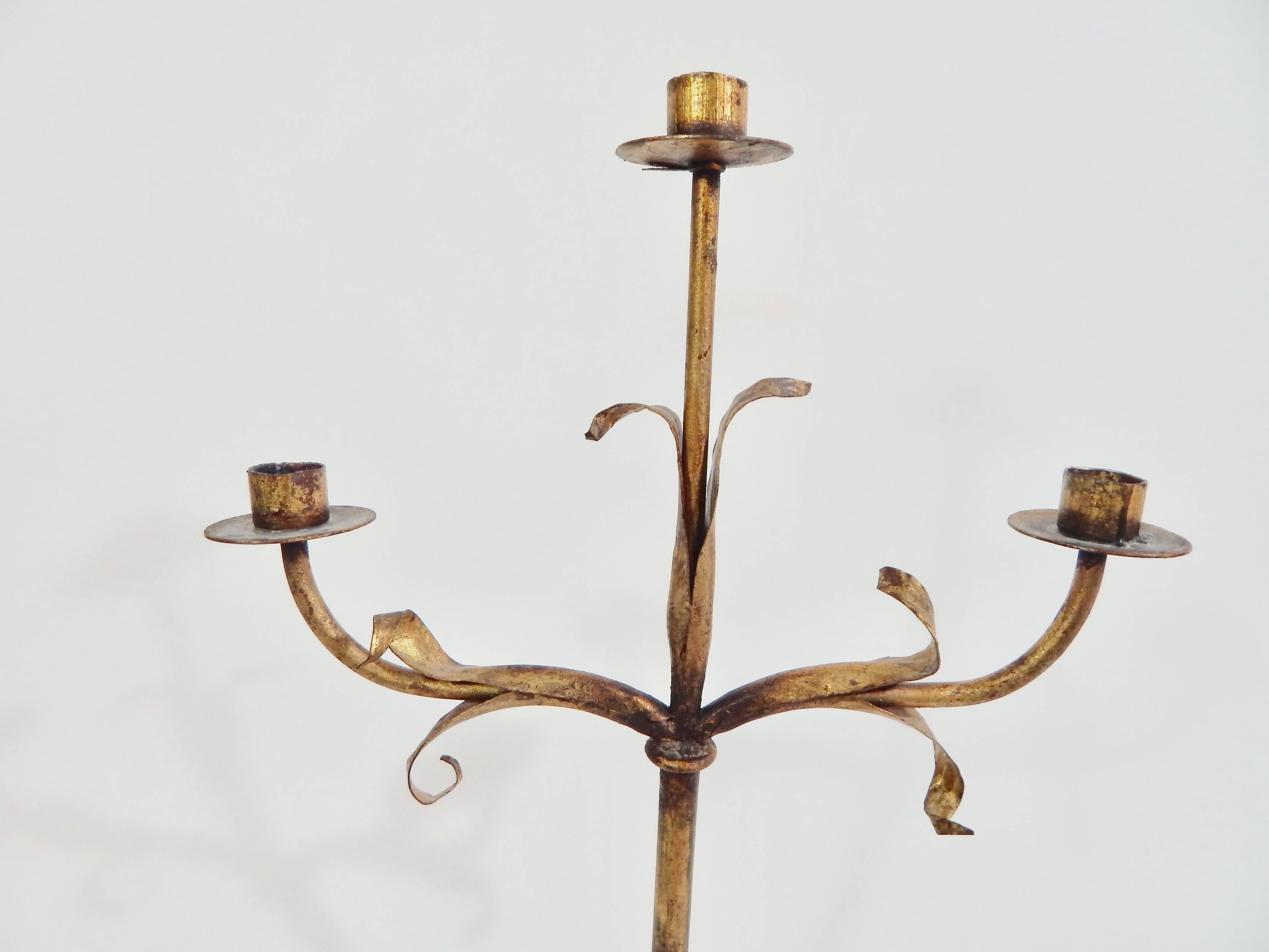 Spanish Ferrocolor Gilt Candleholder, Spain For Sale