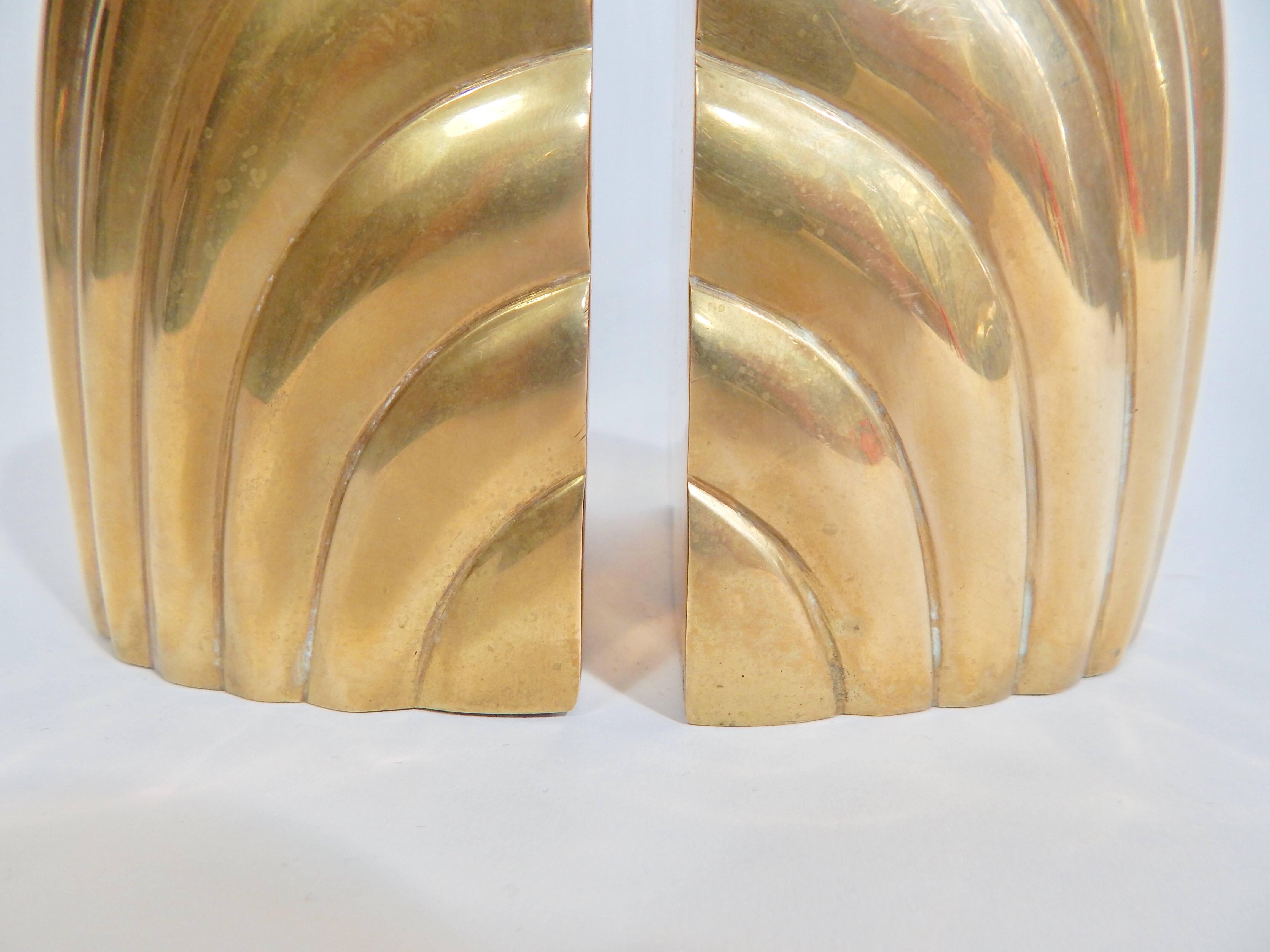 Art Deco Pair of Solid Brass Bookends