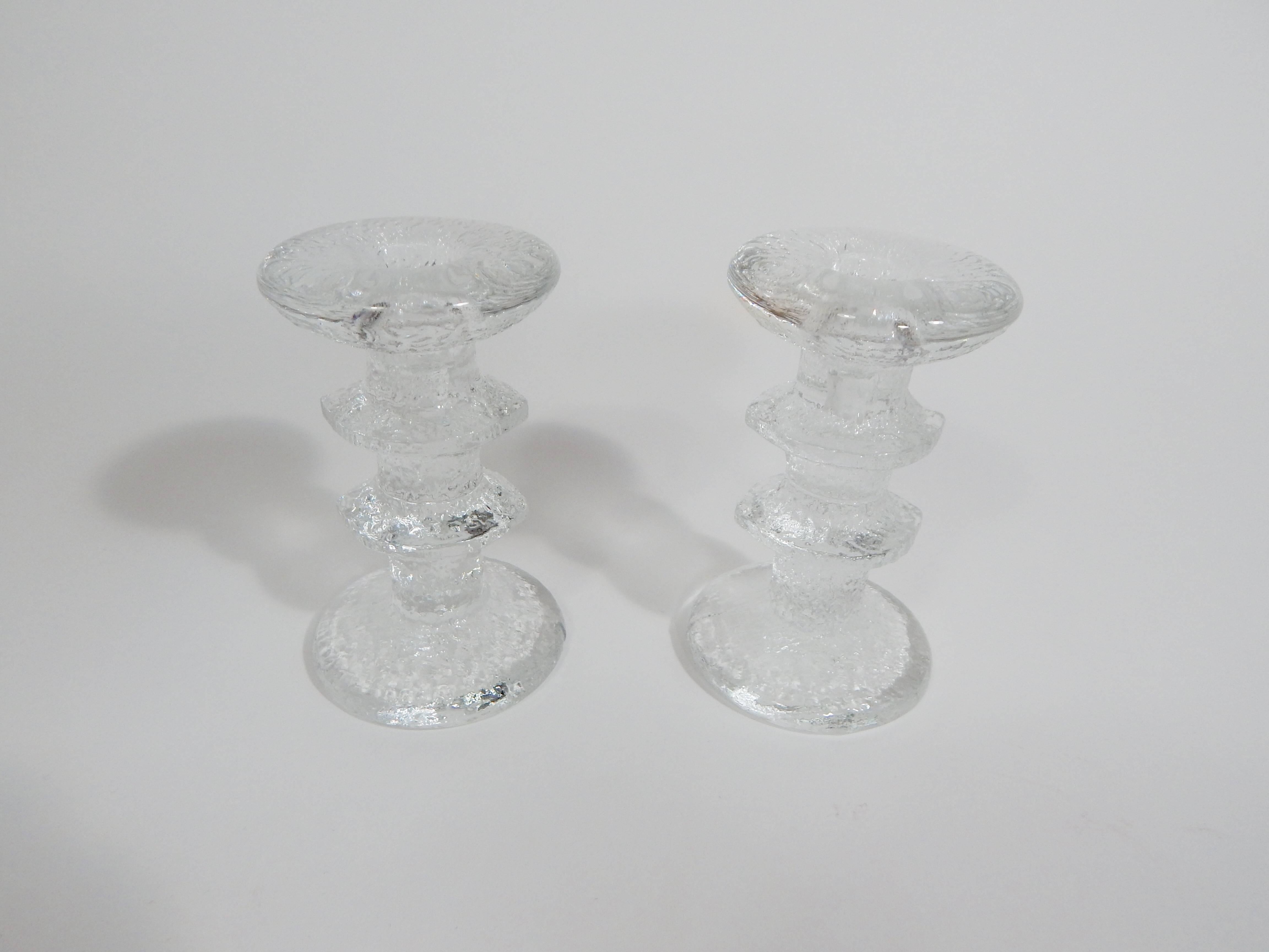 1980s pair of Timo Sarpaneva designed candlesticks, Iittala Finland. 
Excellent condition.
Measures: Height 5 inches.