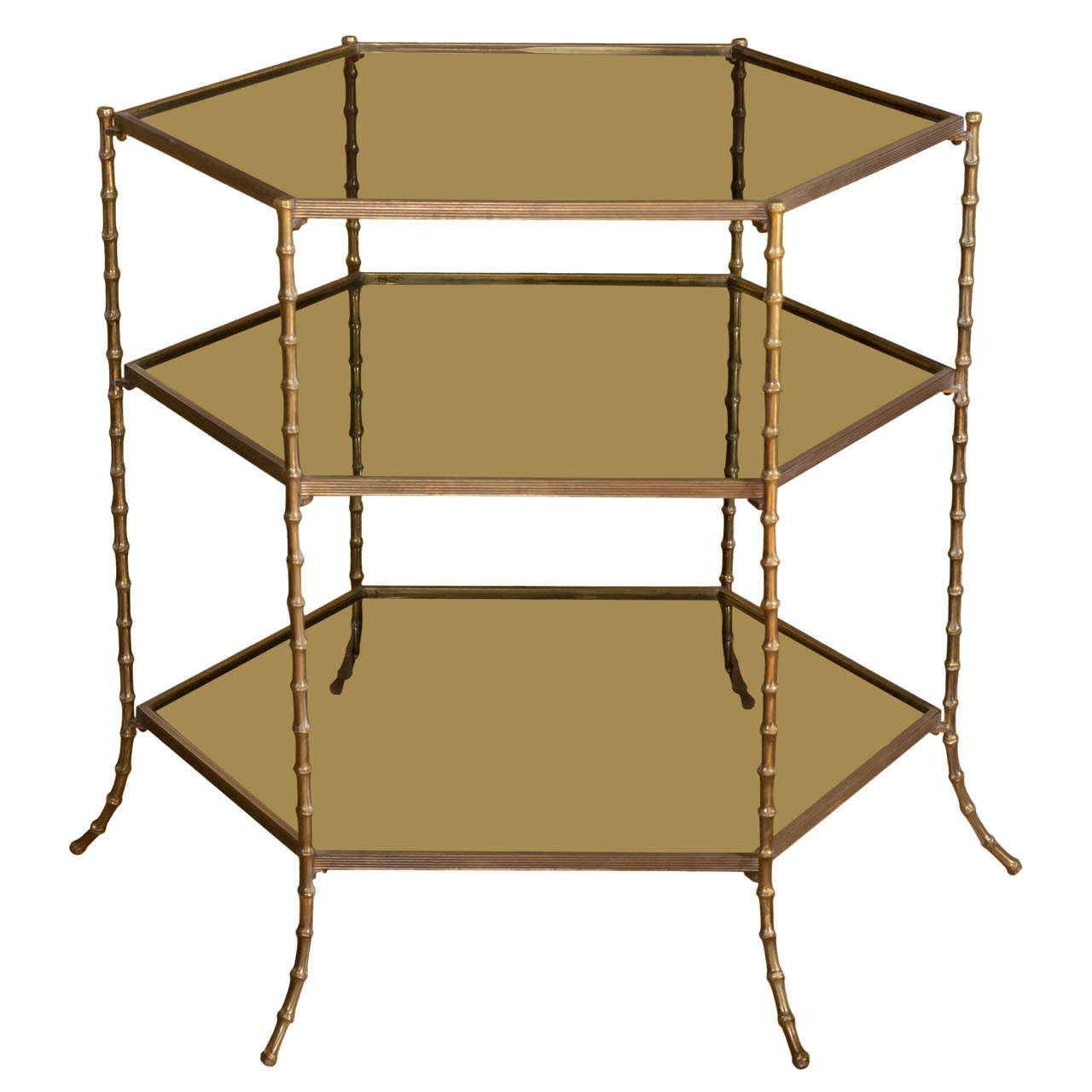 Maison Bagues Three-Tiered Bronze Side Table For Sale