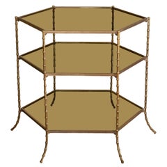 Maison Bagues Three-Tiered Bronze Side Table