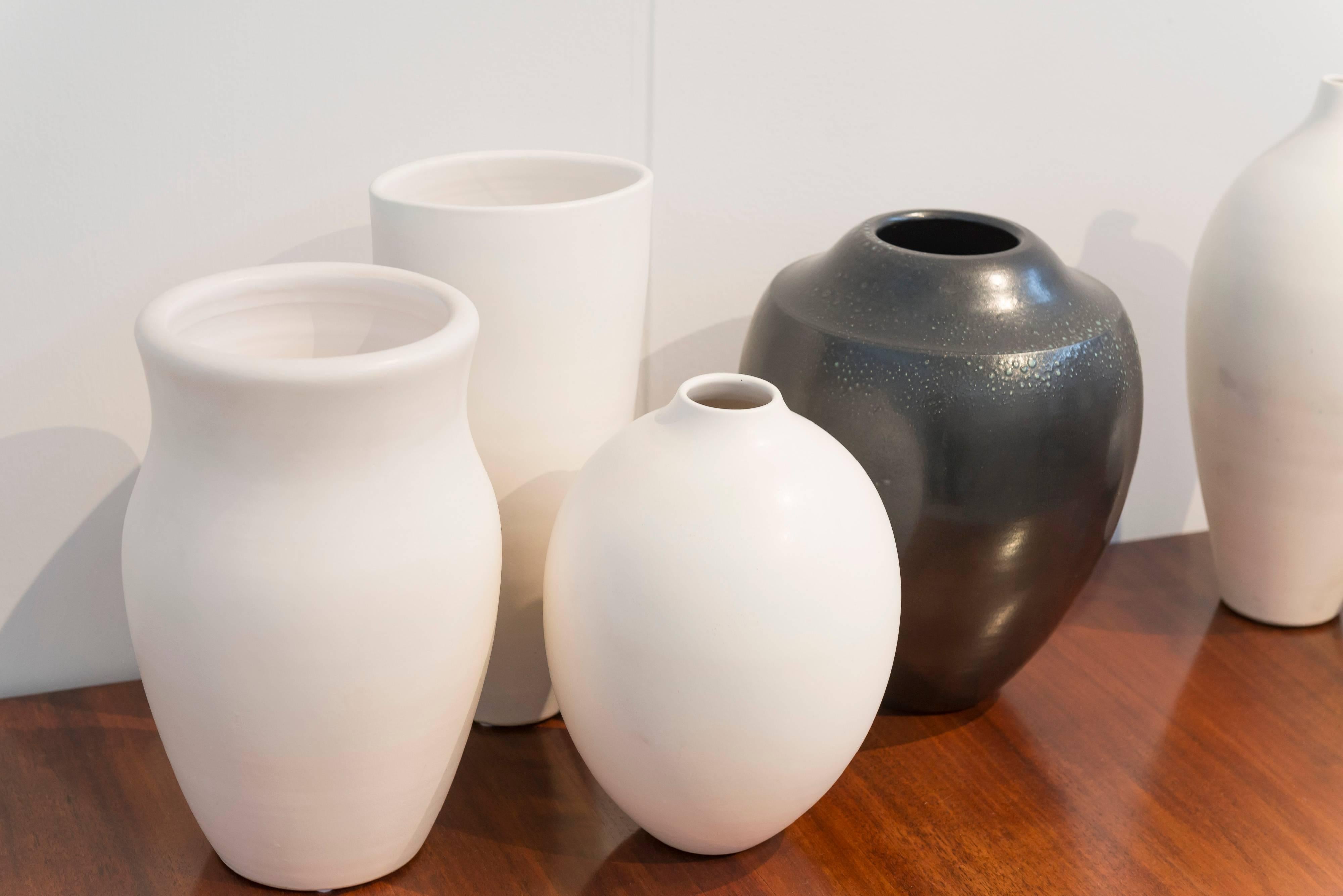 Six ceramic vases by Suzanne Ramie in various sizes and shapes.
Priced and sold individually.
Madoura, France, circa 1950-1960.