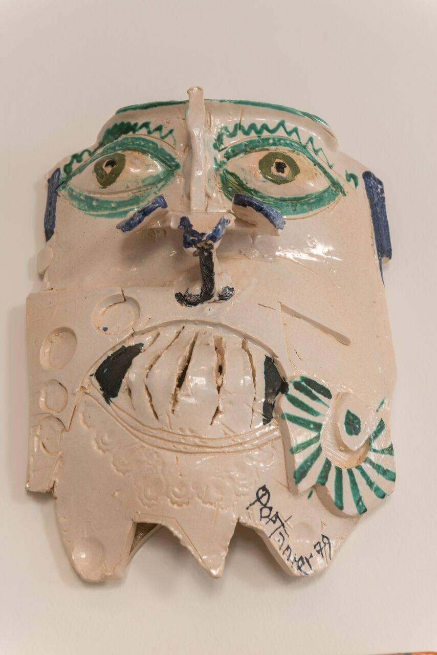 Gilbert Portanier Set of Three Wall-Mounted Ceramic Masks For Sale 1