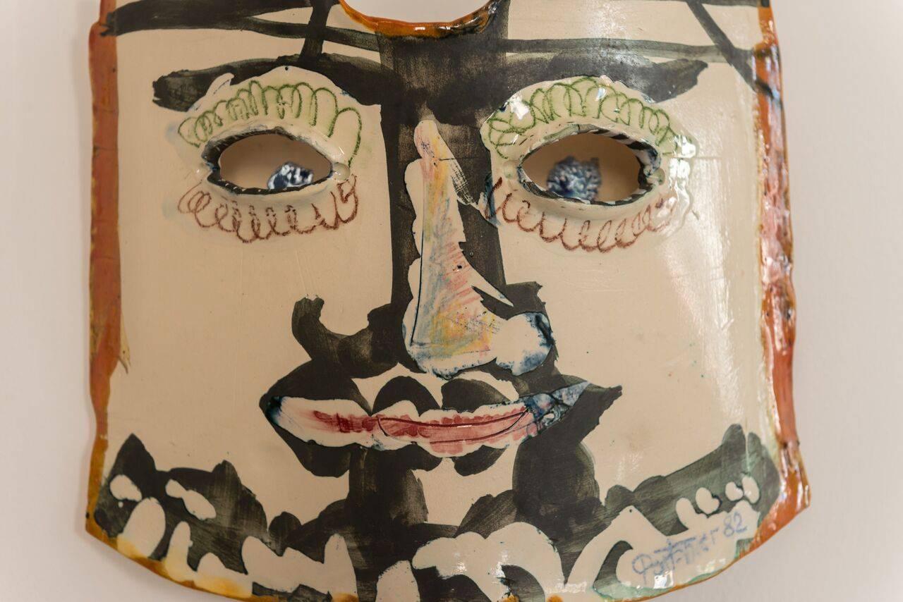 Gilbert Portanier Set of Three Wall-Mounted Ceramic Masks For Sale 2