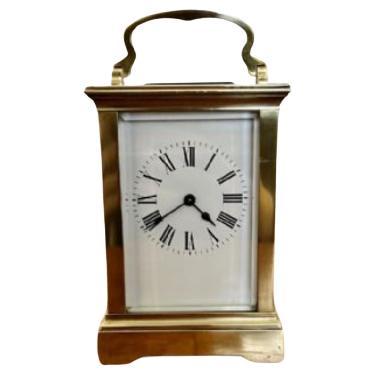 Large antique Victorian quality brass carriage clock  For Sale