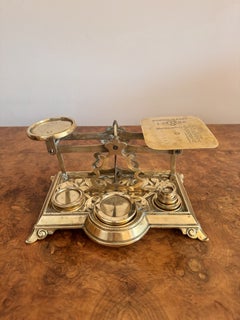 Stunning pair of quality antique Edwardian brass postal scales