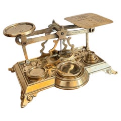 Stunning pair of quality antique Edwardian brass postal scales