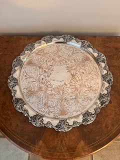 Fine quality antique Victorian silver plated circular tray