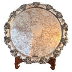 Fine quality antique Victorian silver plated circular tray