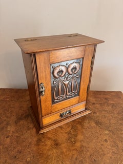 Antique art nouveau golden oak smokers cabinet