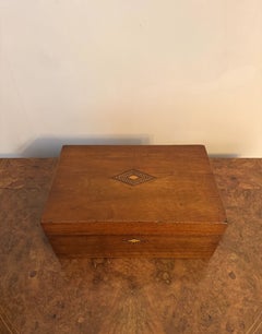 Lovely quality antique Victorian walnut Tunbridge ware inlaid writing slope