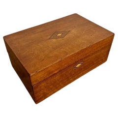 Lovely quality antique Victorian walnut Tunbridge ware inlaid writing slope