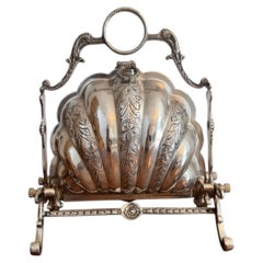 Antique Silver Plated Folding Shell Biscuit Box