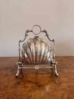 Antique Silver Plated Folding Shell Biscuit Box