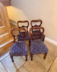 Wonderful set of four antique Victorian balloon back dining chairs