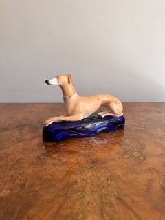 Quality antique Victorian Staffordshire Greyhound inkwell