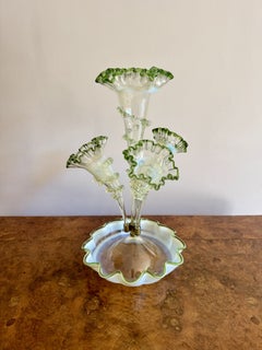 Quality antique 19th century Vaseline and green glass epergne