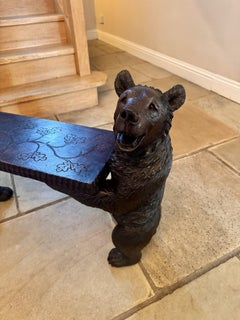 Unusual quality 19th century black forest bear musical seat