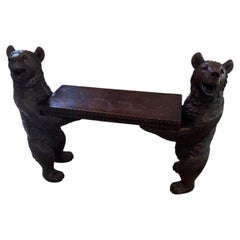 Unusual quality 19th century black forest bear musical seat