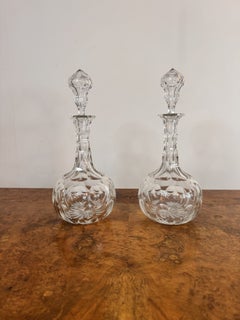 Pair of antique Edwardian cut glass decanters