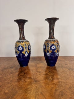 Beautiful quality pair of antique Doulton Lambeth vases