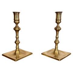 Fine pair of antique George II brass candlesticks
