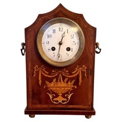 Incantevole orologio a lancetta in stile edoardiano d’epoca, in mogano intarsiato, di ottima qualità