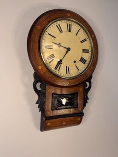 Quality antique Victorian walnut drop dial wall clock