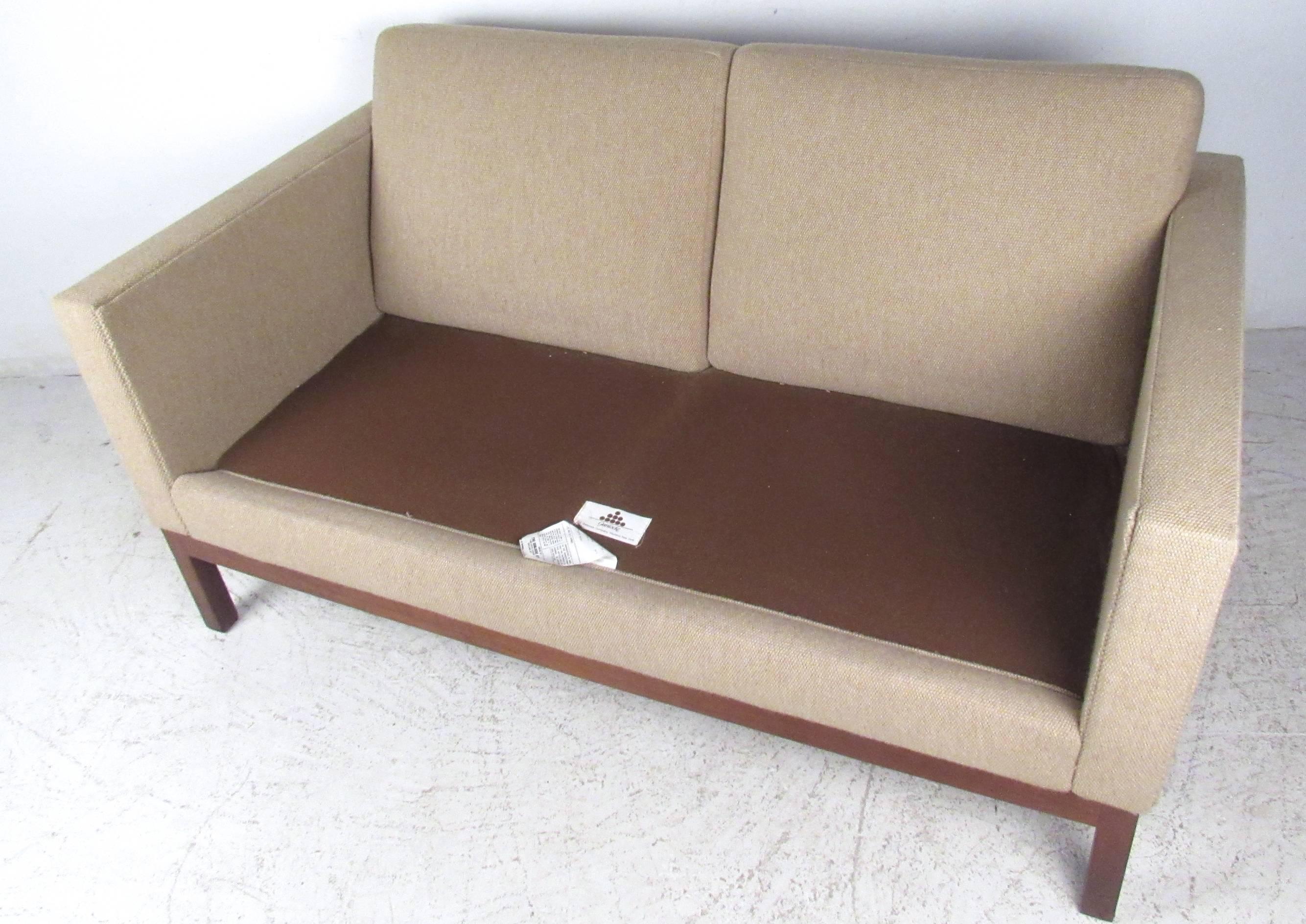 Late 20th Century Mid-Century Modern American Walnut Love Seat by Gunlocke For Sale